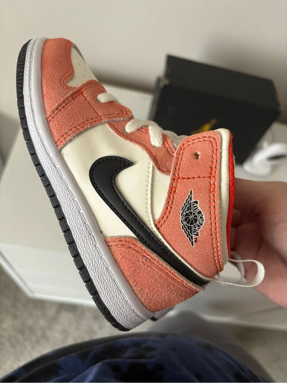 Jordan Kids' Mid-Top Sneakers in Coral, White and Black